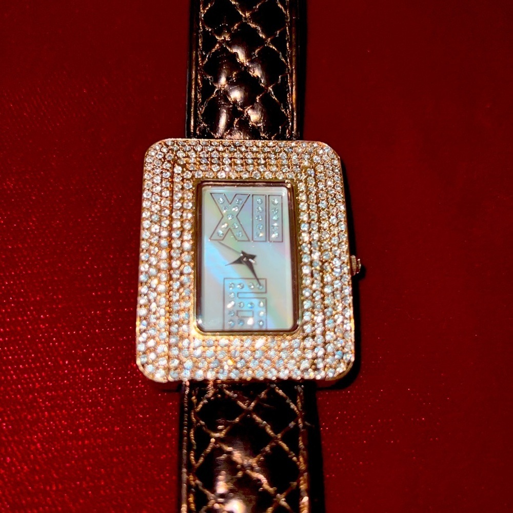 Vintage Adrienne Crystal Mother of Pearl Watch